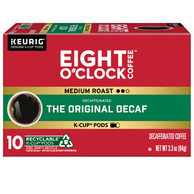 60-count box of Eight O'Clock Original Decaf for daily use