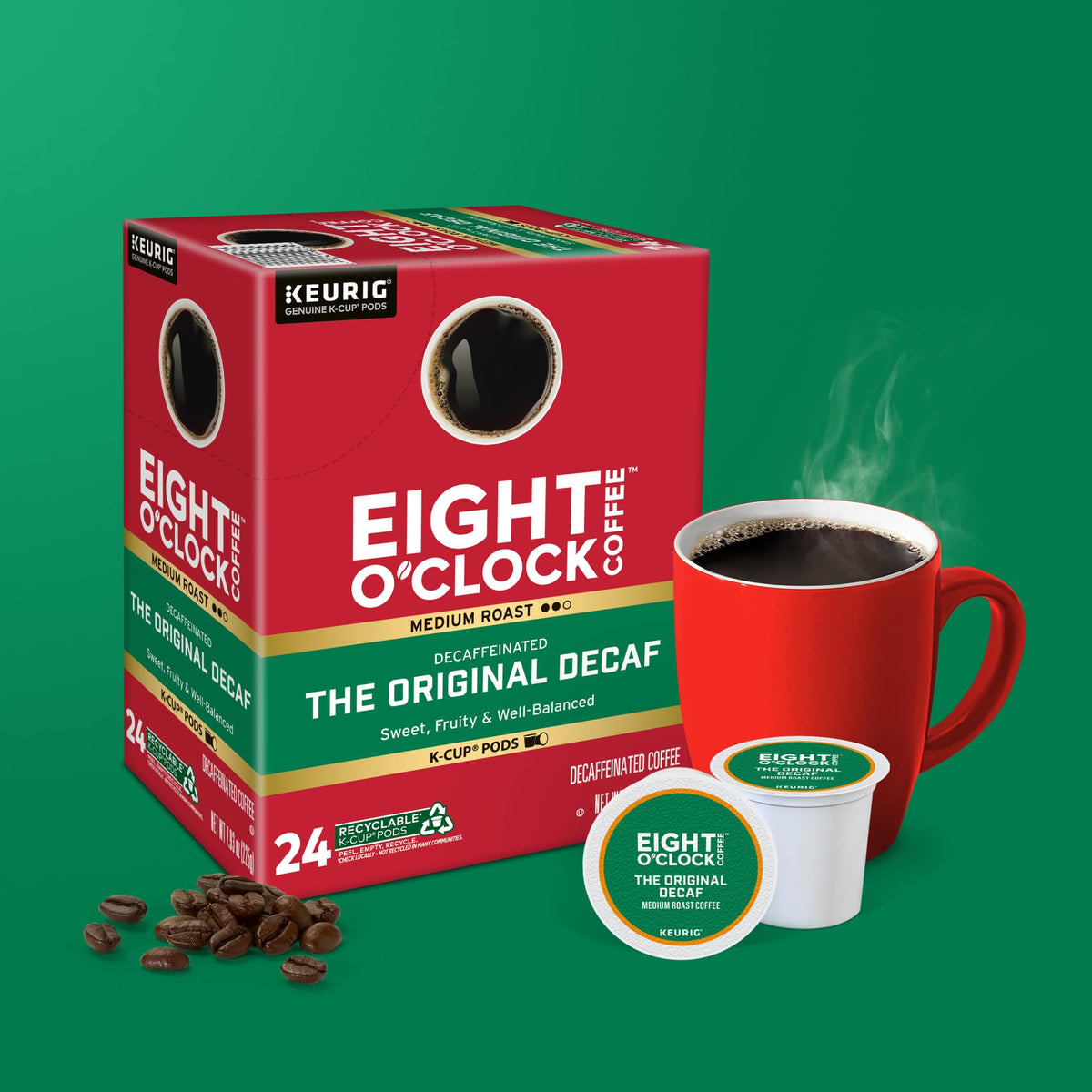 Eight O'Clock Coffee Original Decaf cup with a cozy breakfast vibe.