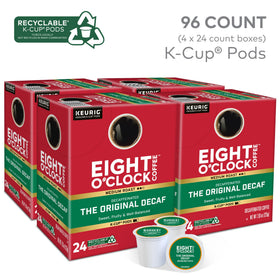 Eight O'Clock Coffee Original Decaf medium roast cup delivering balanced aroma.