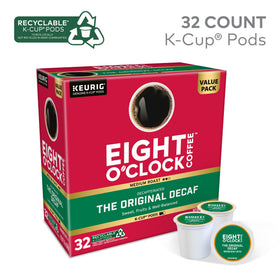 Eight O'Clock Coffee Original Decaf packaging with kosher certification and Arabica beans.