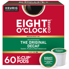 Eight O'Clock Original Decaf K-Cup pod ready for brewing, smooth flavor