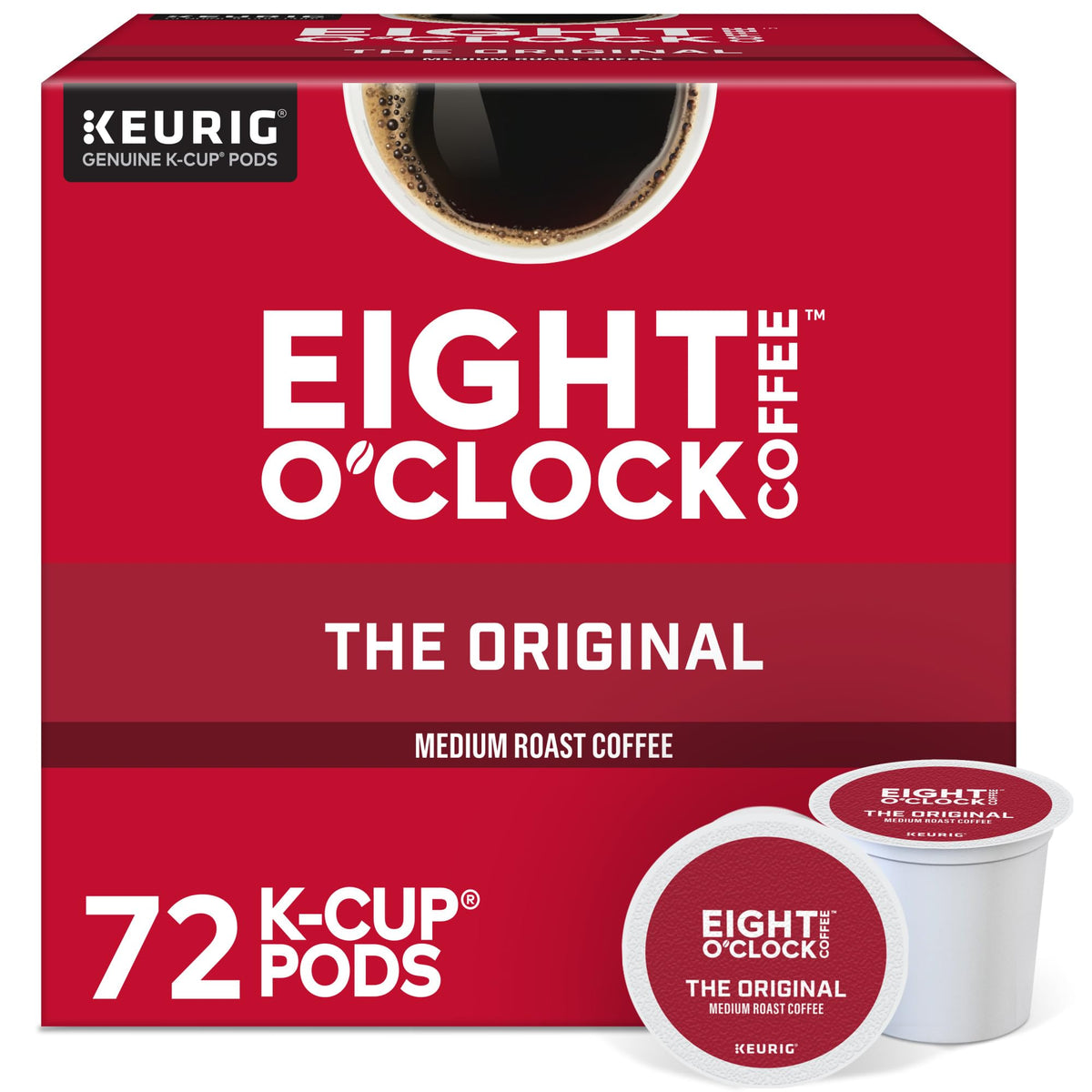 Eight O'Clock Coffee Original Medium Roast K-Cup pods ready for a quick morning brew