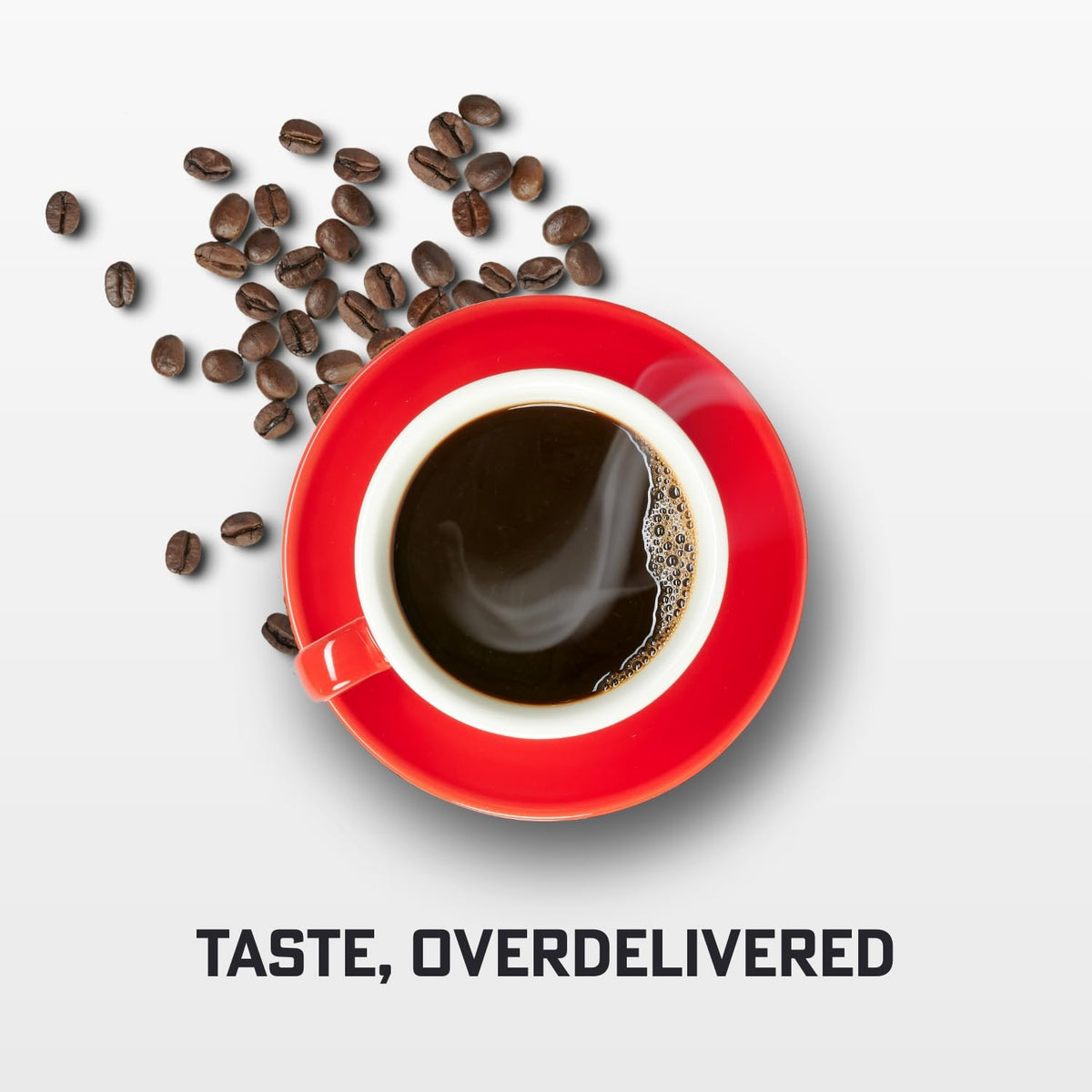 Eight O'Clock Coffee steaming cup—aroma fills the room, ideal for a cozy breakfast.
