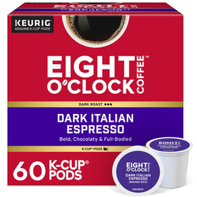 Eight O'Clock Coffee dark Italian roast K-Cup pod for bold, convenient mornings.