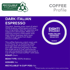 Steaming espresso in a cup highlights Eight O'Clock cappuccino-friendly flavor.
