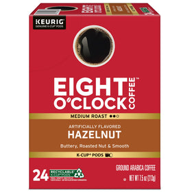 Creamy hazelnut crema in a hot Eight O'Clock coffee cup