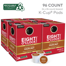 Close-up of Eight O'Clock Hazelnut K-Cup pod for single-serve mornings