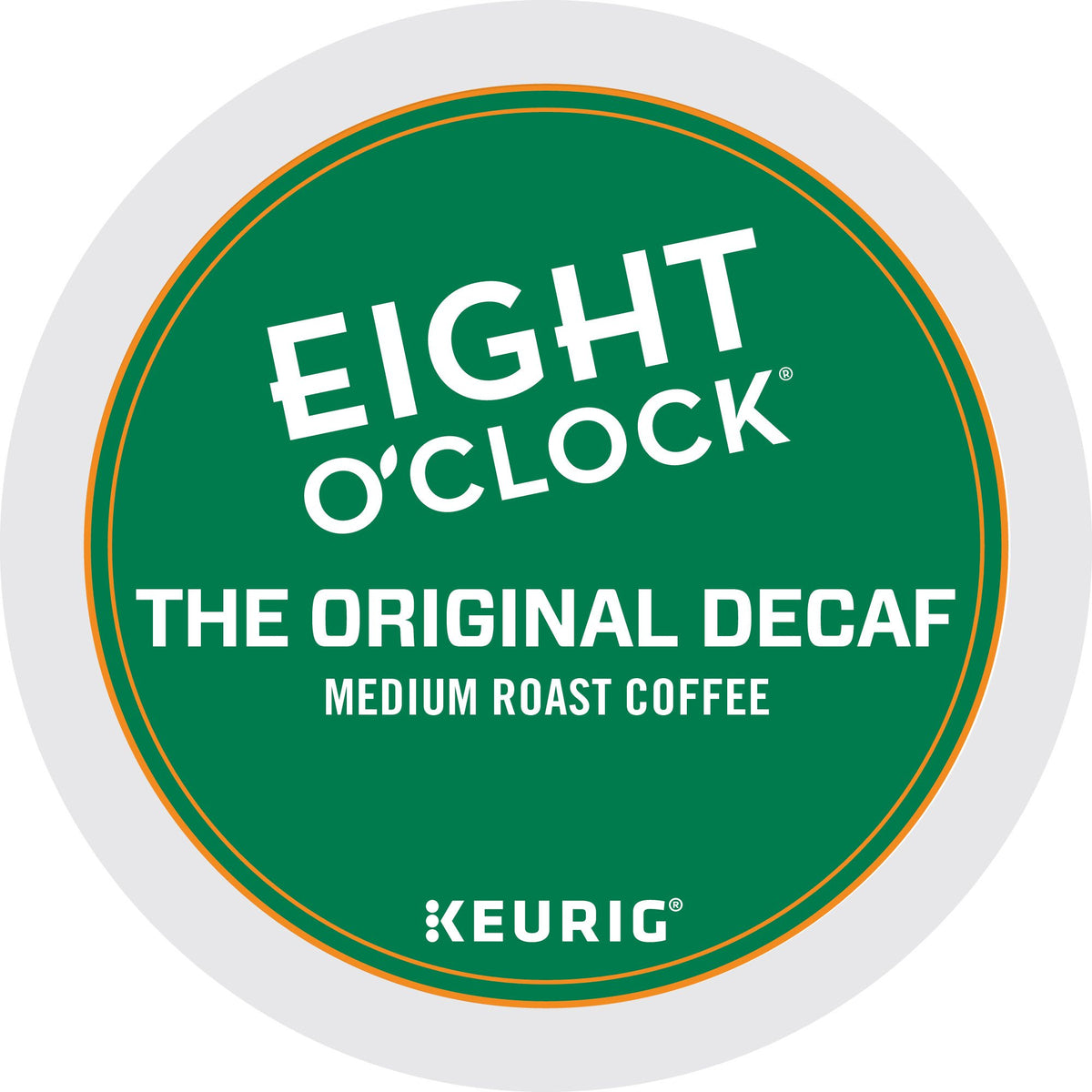 Eight O'Clock Original Decaf K-Cup Pod on display for quick caffeine free mornings