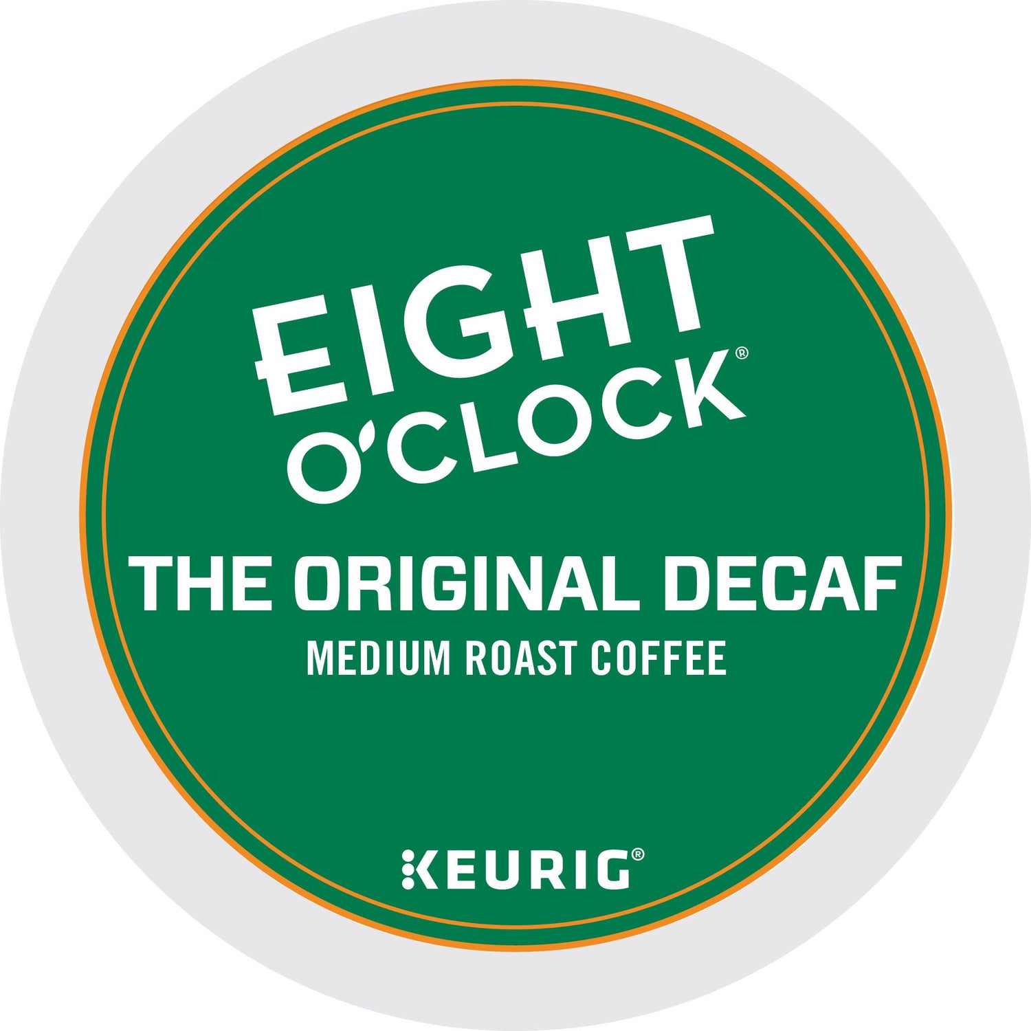 Eight O'Clock Original Decaf K-Cup Pod on display for quick caffeine free mornings