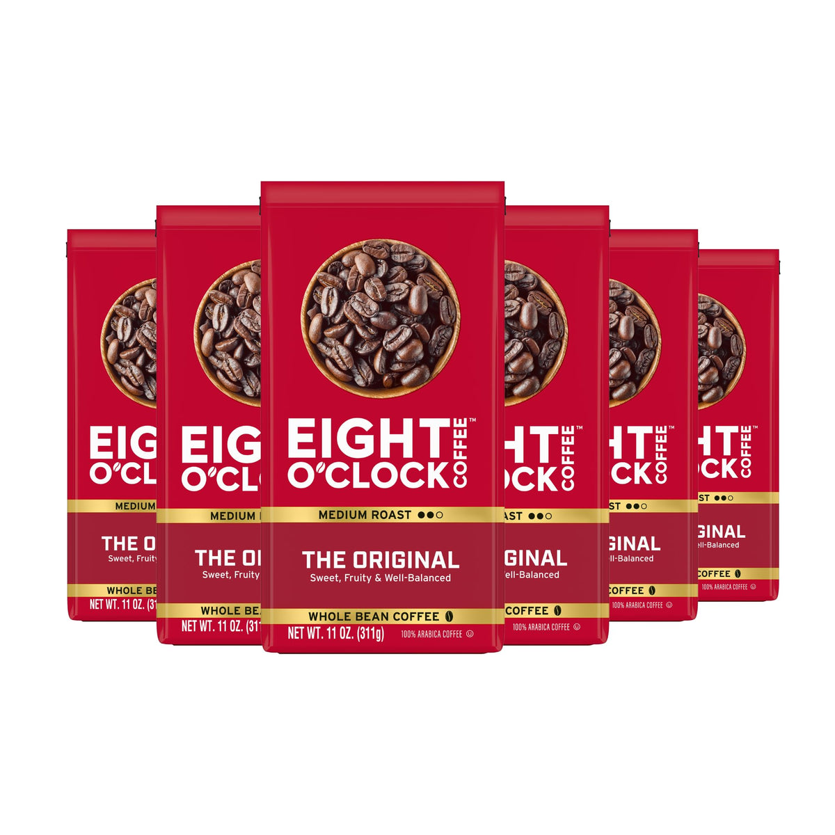Eight O'Clock Original Decaf packaging showing premium ground coffee for easy morning rituals.