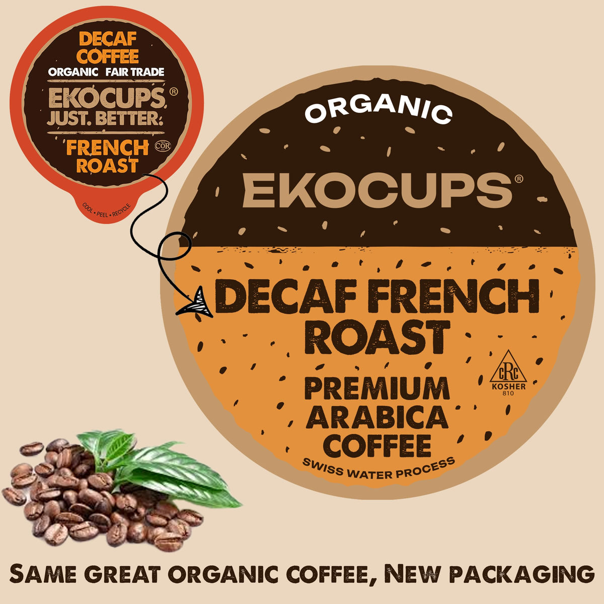 EKOCUPS 80-count pack provides a steady supply of decaf French roast.
