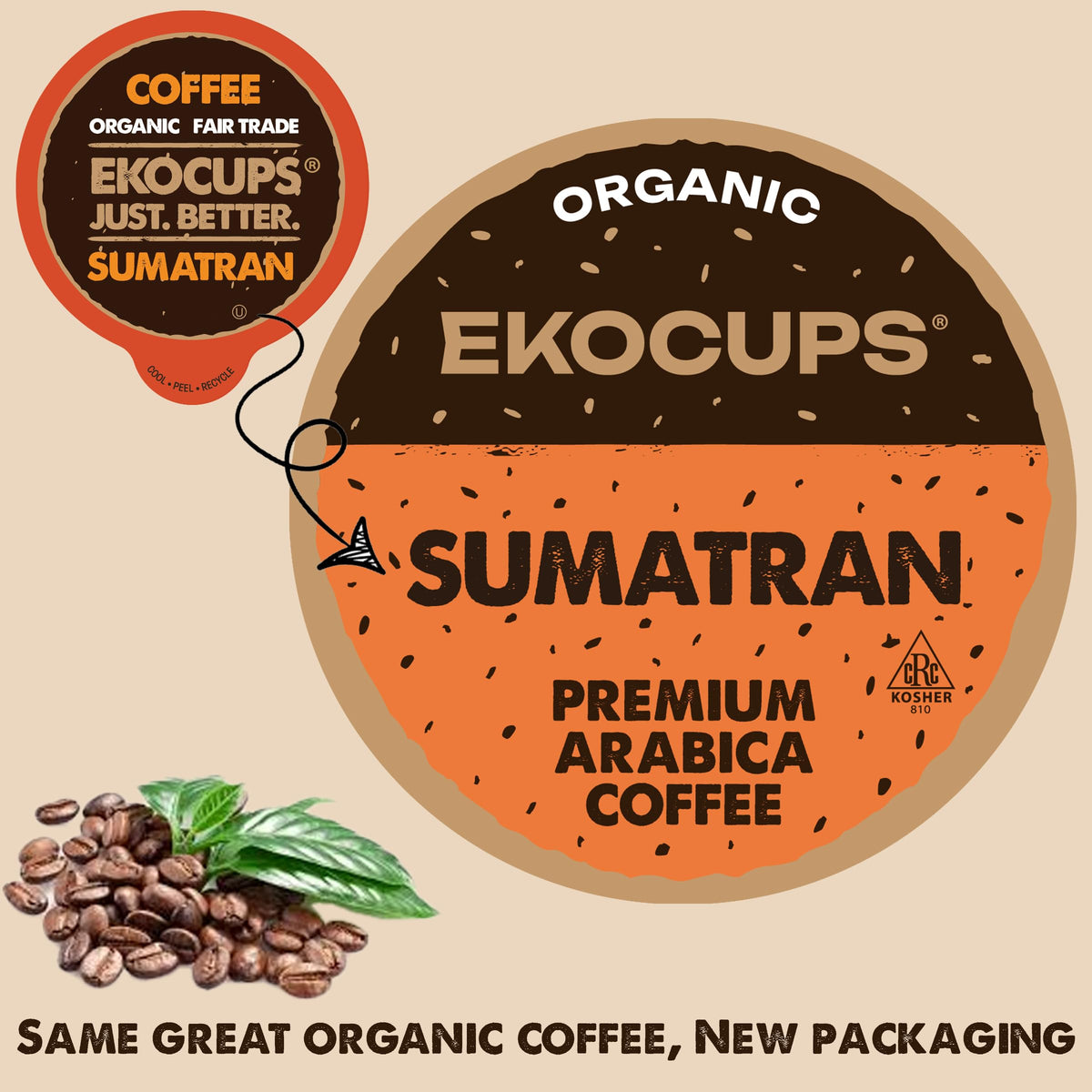 EKOCUPS coffee pods for hot or iced beverages.