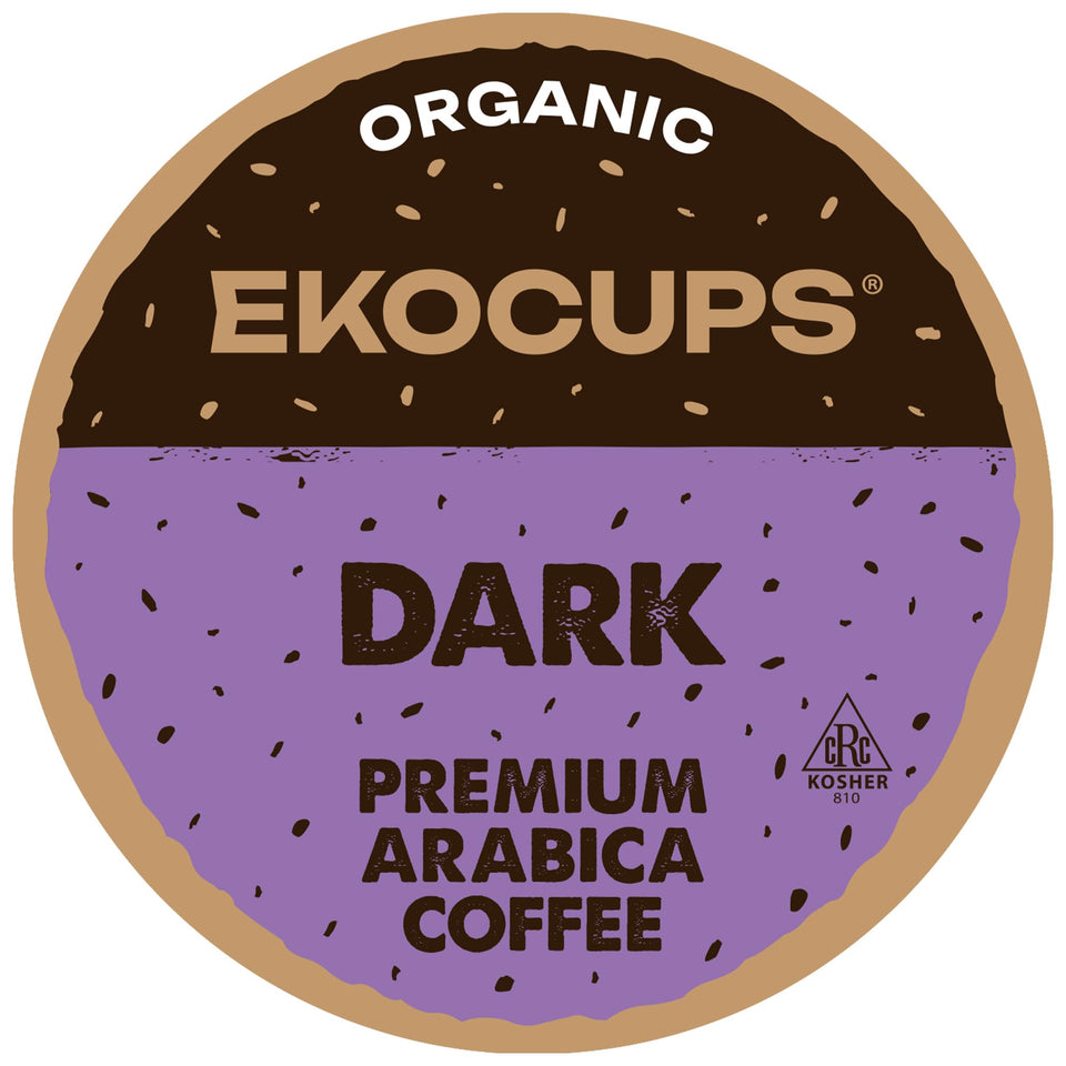EKOCUPS Organic Dark Roast pod ready for a bold morning brew and aroma