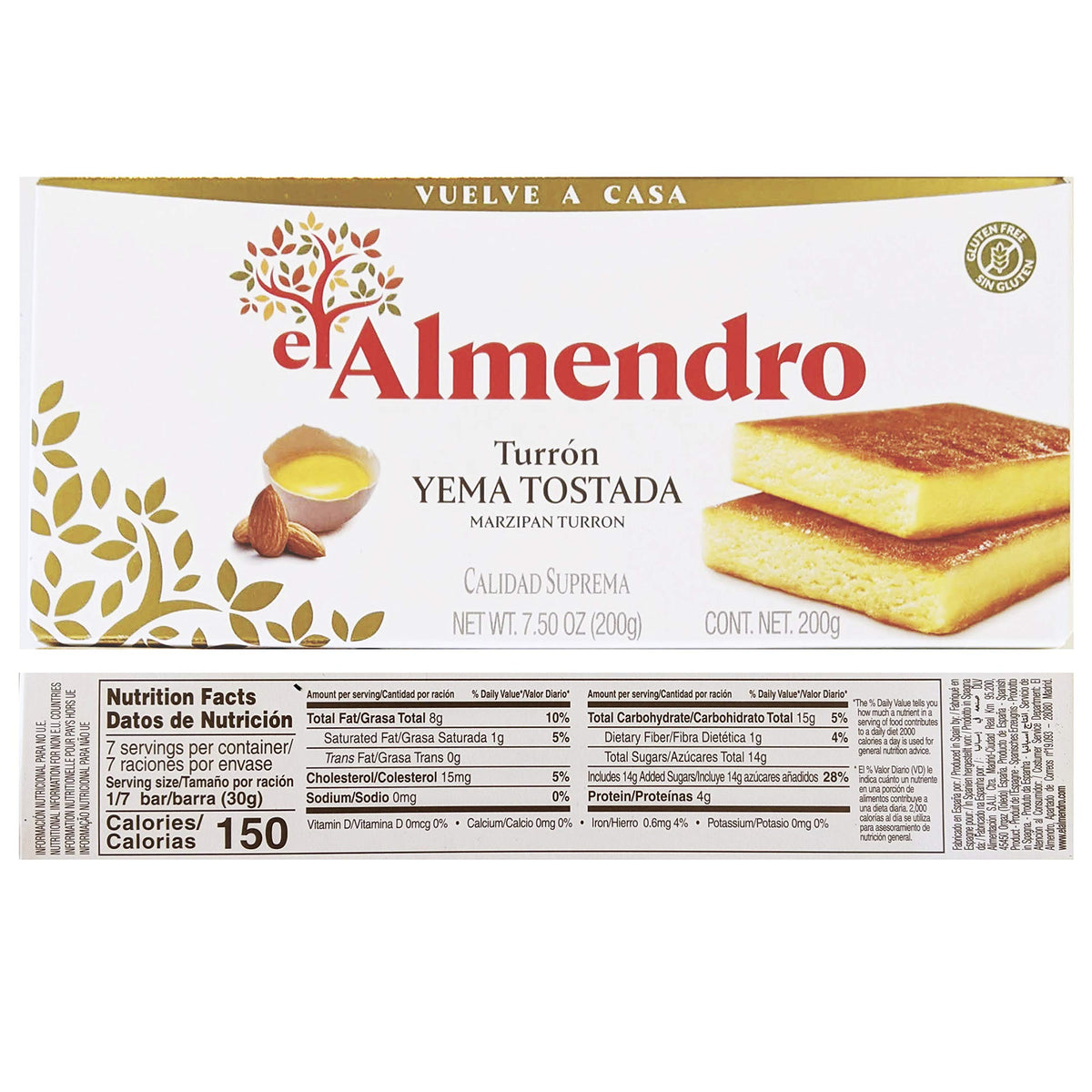 El Almendro Duro Crunch turrón slice featuring crunchy almonds and caramel for a satisfying bite
