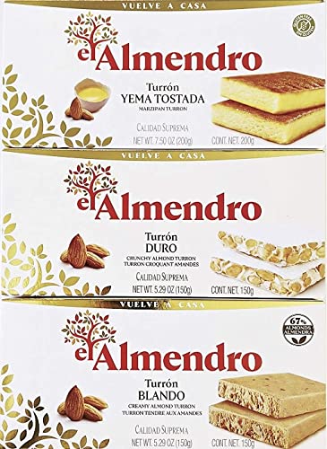 El Almendro Yema Tostada turrón slice with toasted almond yolk richness for festive snacking