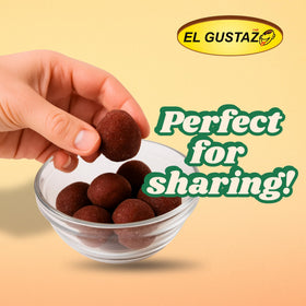 El Gustazo Tamarind Balls snack idea with beverages.