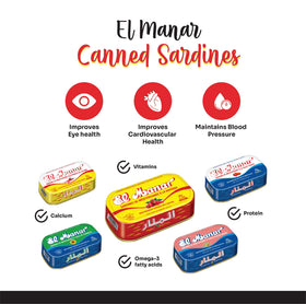 El Manar sardines tin top view with olive oil glaze