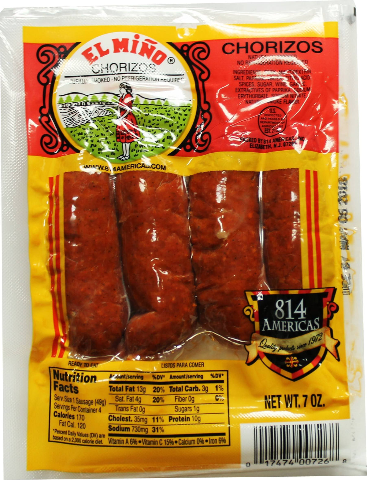 El Miño chorizos 7oz pack ready for tapas and sandwiches