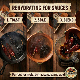 El Molcajete Chipotle chile – smoked dried peppers for depth and seasoning