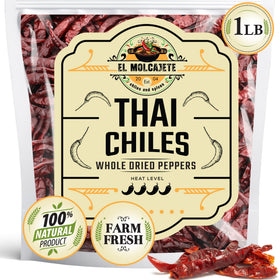 El Molcajete dried red Thai chili peppers 16 oz pack for bold home cooking.