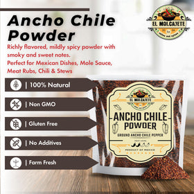 El Molcajete guajillo powder bag adds bright tang and smoky depth for marinades.