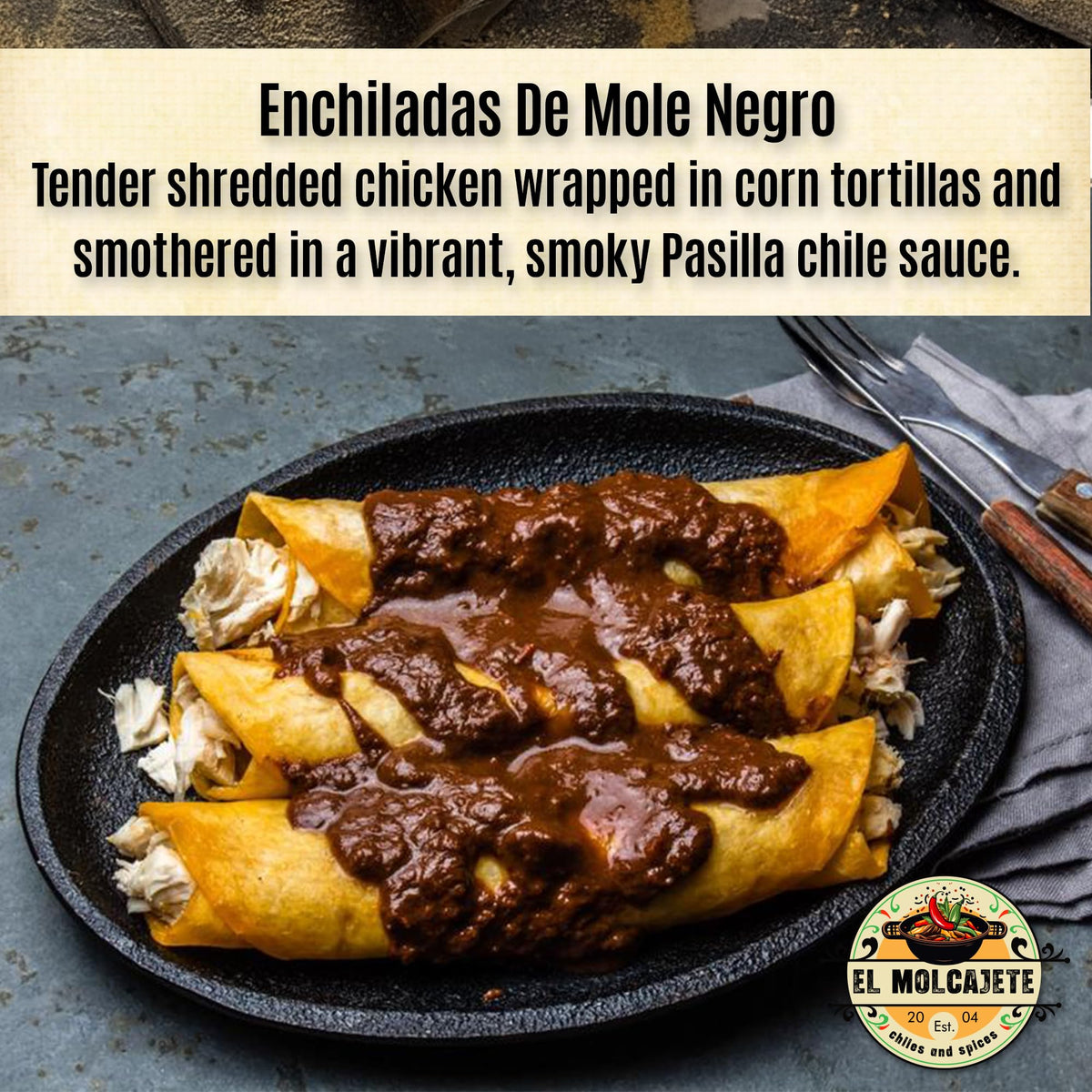 El Molcajete dried chiles used as a base for mole and salsa foundations.