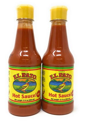 El Pato Hot Sauce Red two-bottle pack, front view, elevates tacos and eggs.