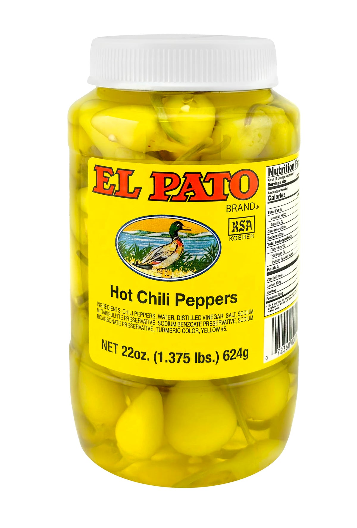 El Pato hot yellow chili peppers jar close-up for bold flavor