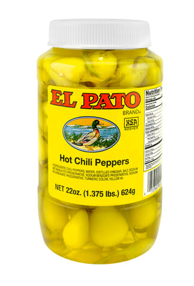 El Pato hot yellow chili peppers jar close-up for bold flavor