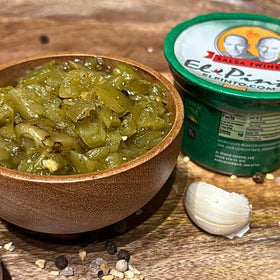 El Pinto Chopped Green Chile Hot enchiladas ready to serve with rich heat.