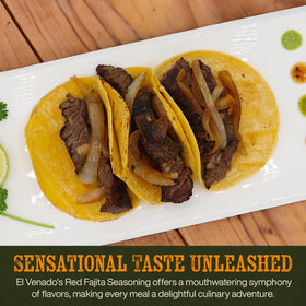 El Venado Fajita Sazon Rojo dusting on meat boosts flavor.