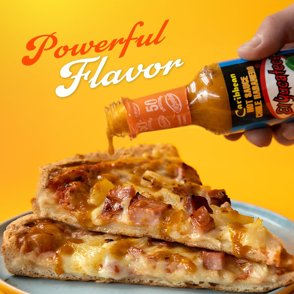 El Yucateco Caribbean Habanero sauce 3-pack display emphasizes pantry value