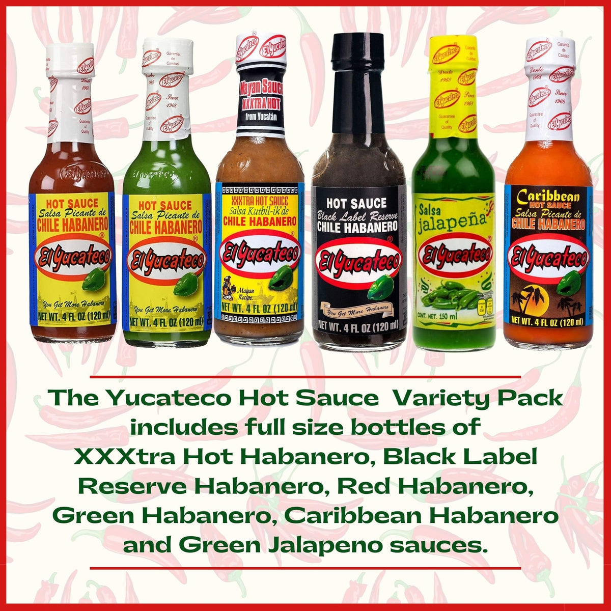 El Yucateco Green Habanero bottle provides vibrant flavor for meats and salads.