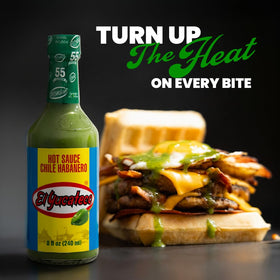 El Yucateco Green Habanero ingredients visualization emphasizes premium habanero base.