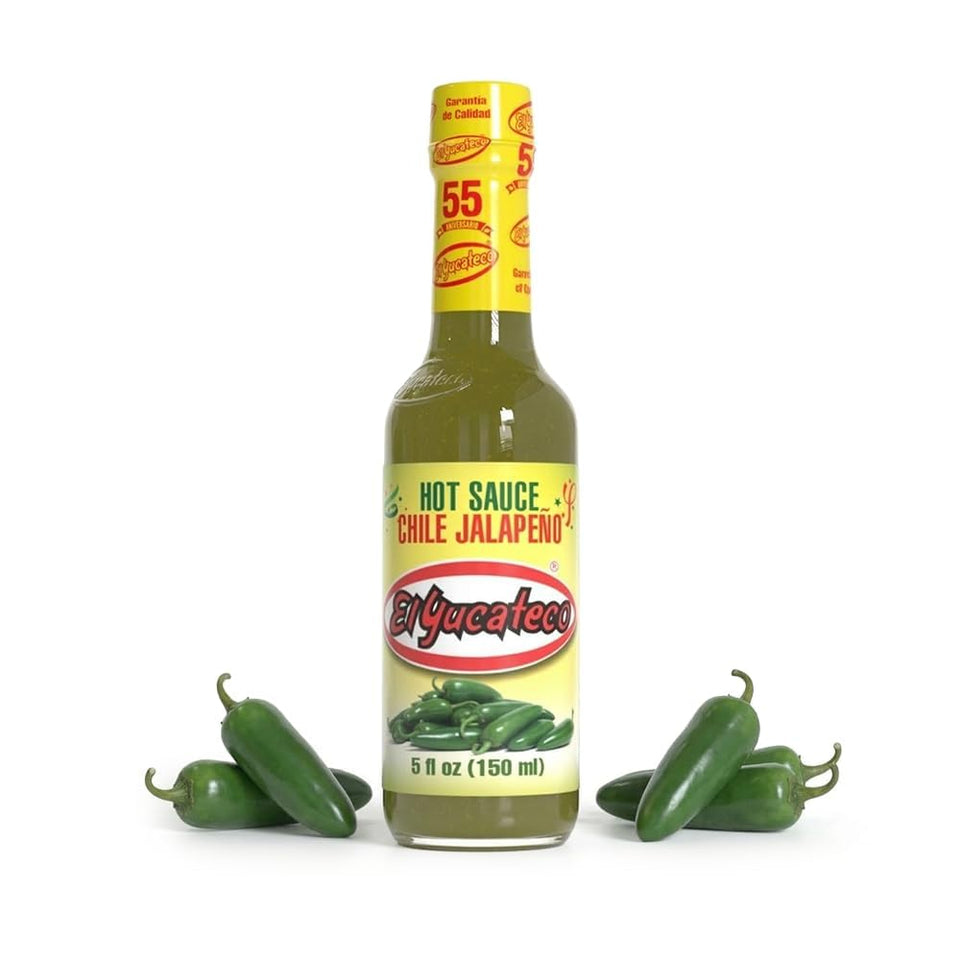 El Yucateco Green Jalapeno Sauce bottle adds authentic flavor to tacos with mild heat