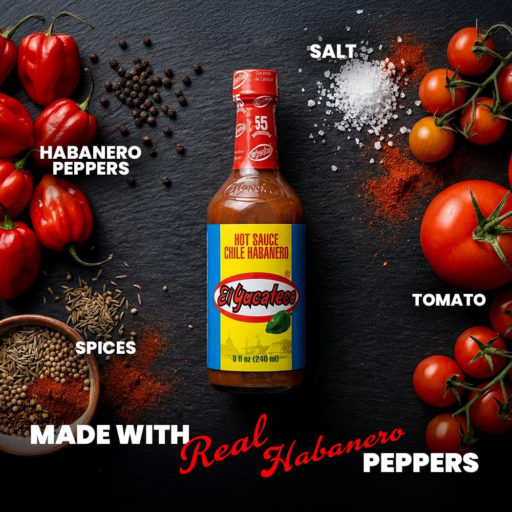 Perfect on tacos, eggs, and grilled meats for a balanced kick with El Yucateco sauce.