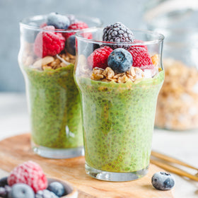 Elan prepared matcha beverage in cup with frothy top, perfect for morning rituals