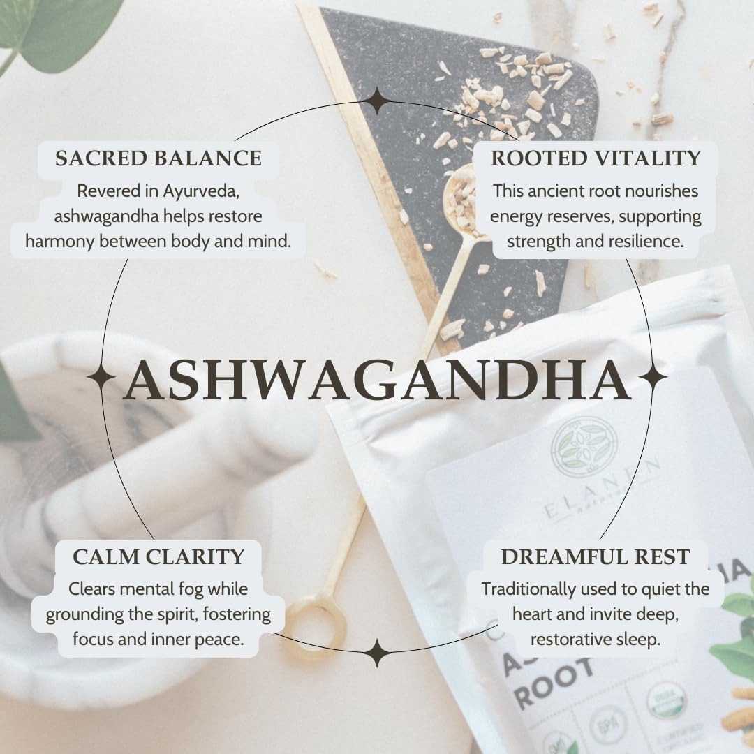 Elanen Naturals ashwagandha root beige wood aroma in dried form.