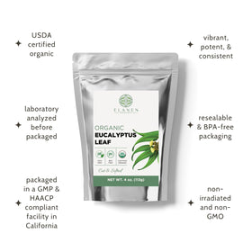 Elanen Naturals camphor-like eucalyptus aroma ready for hot water infusion