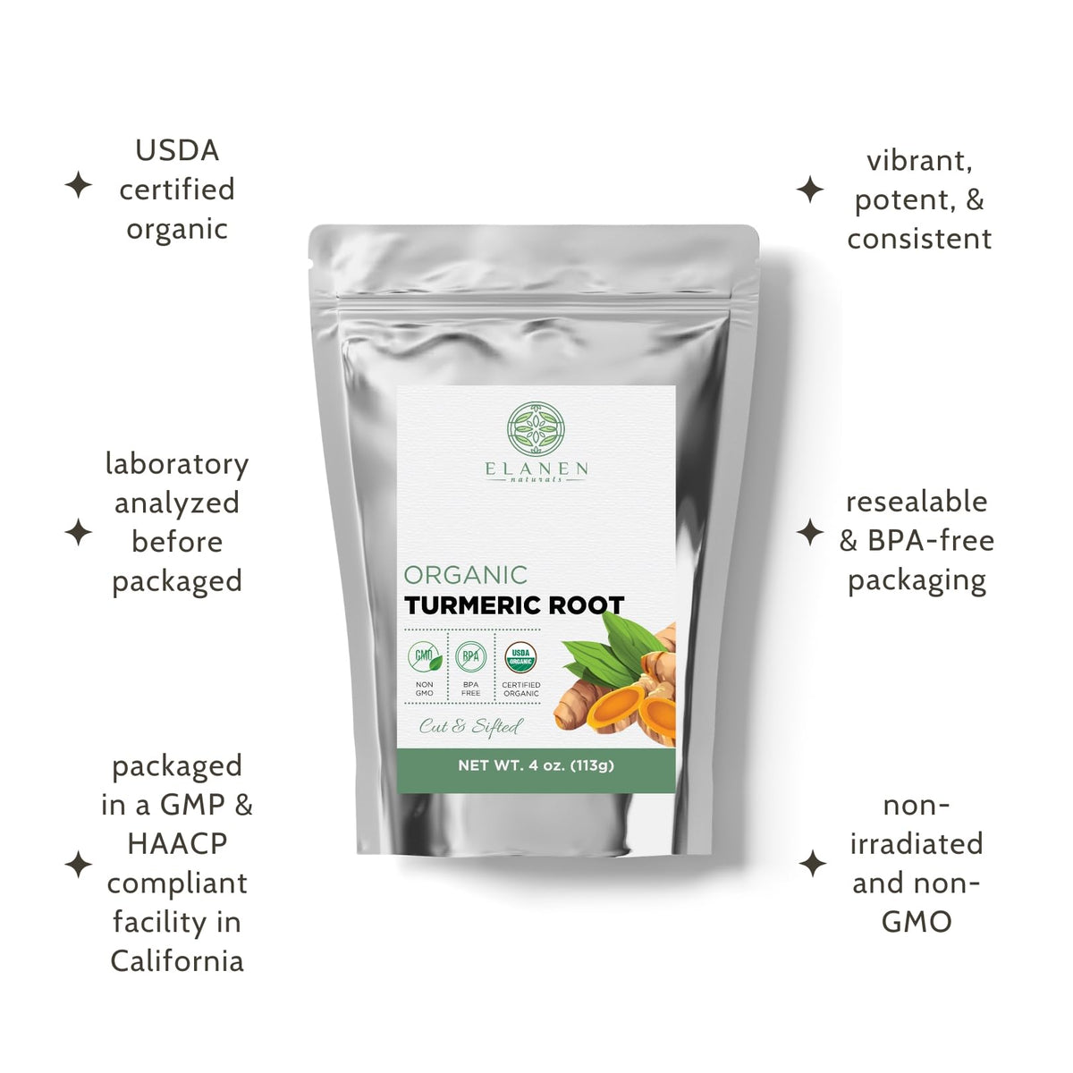 Elanen Naturals golden milk preparation using turmeric root and aroma