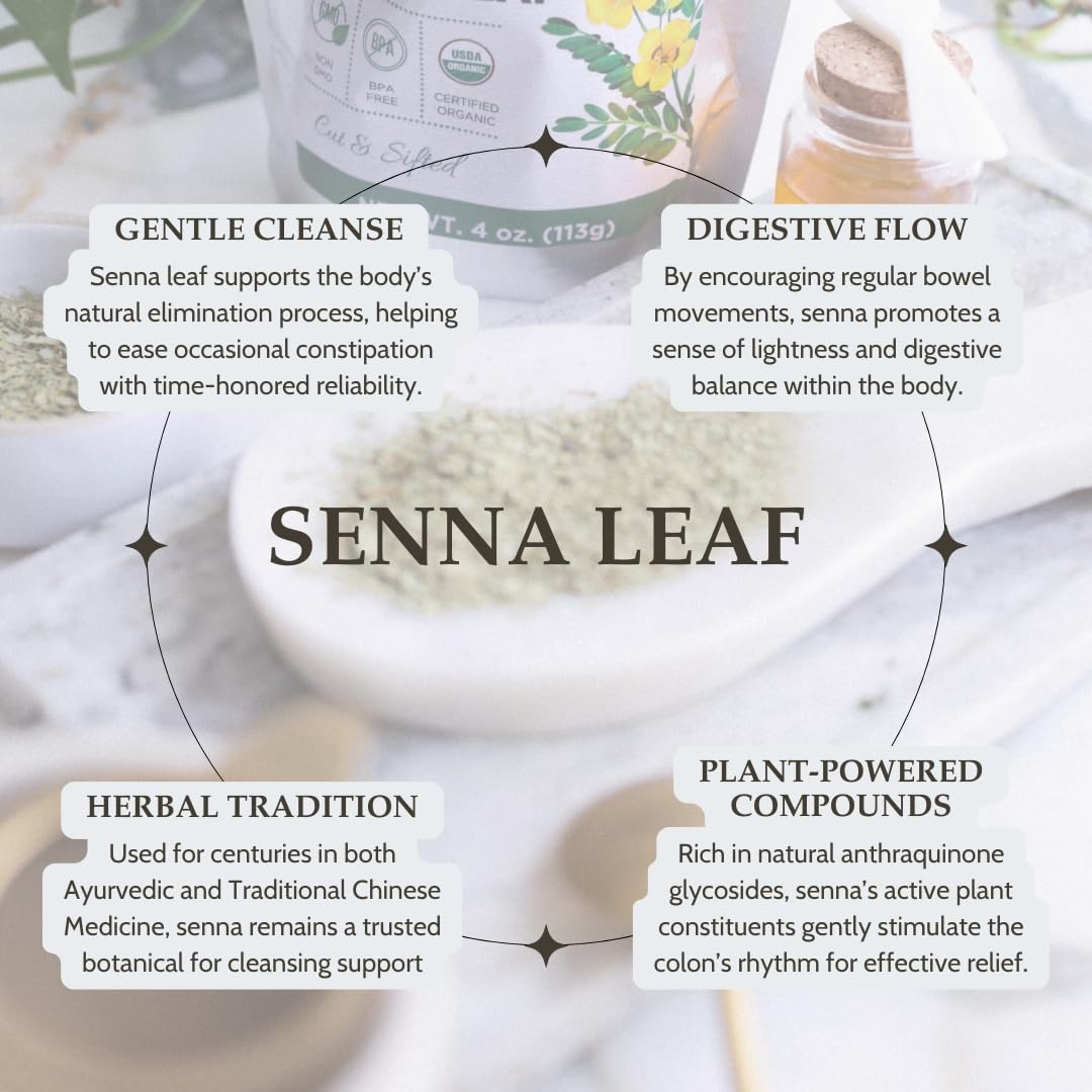 Light green senna leaves from Elanen Naturals with a distinct aroma for steeping.