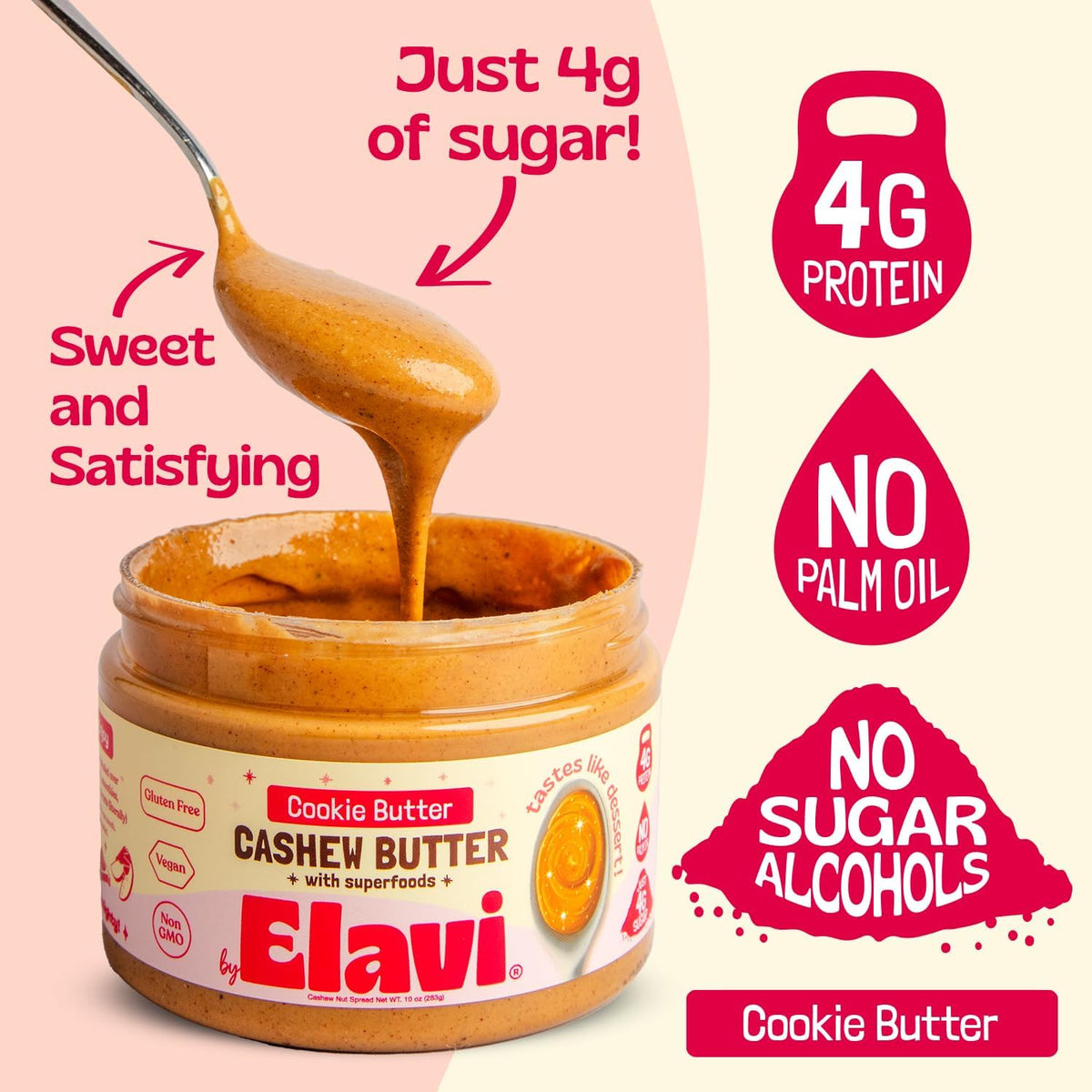 ELAVI Keto Cashew Butter on crackers, quick snack
