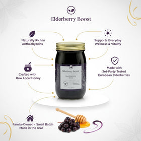 Elderberry Boost organic elderberries close-up show antioxidant-rich berries