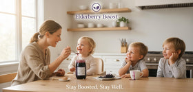 Elderberry Boost raw honey pour captures natural sweetness