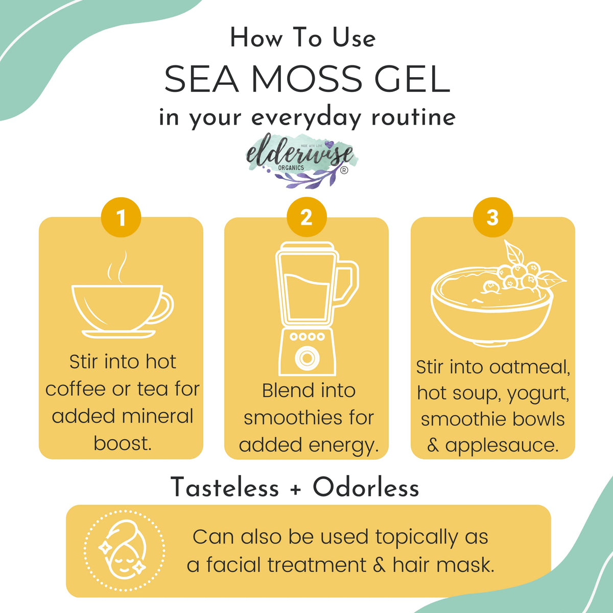 2.5 oz Elderwise Sea Moss yields up to 64 oz of gel for cooking