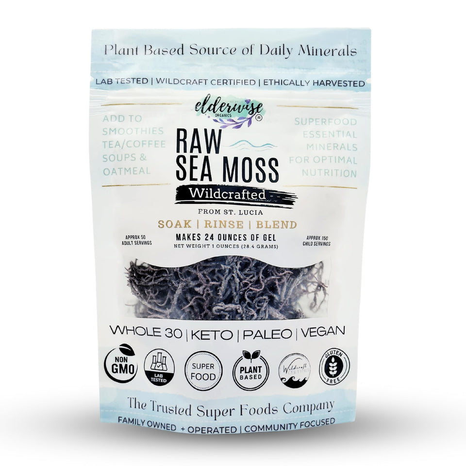 Elderwise Sea Moss Purple bottle with 24oz gel for daily hydration routines.