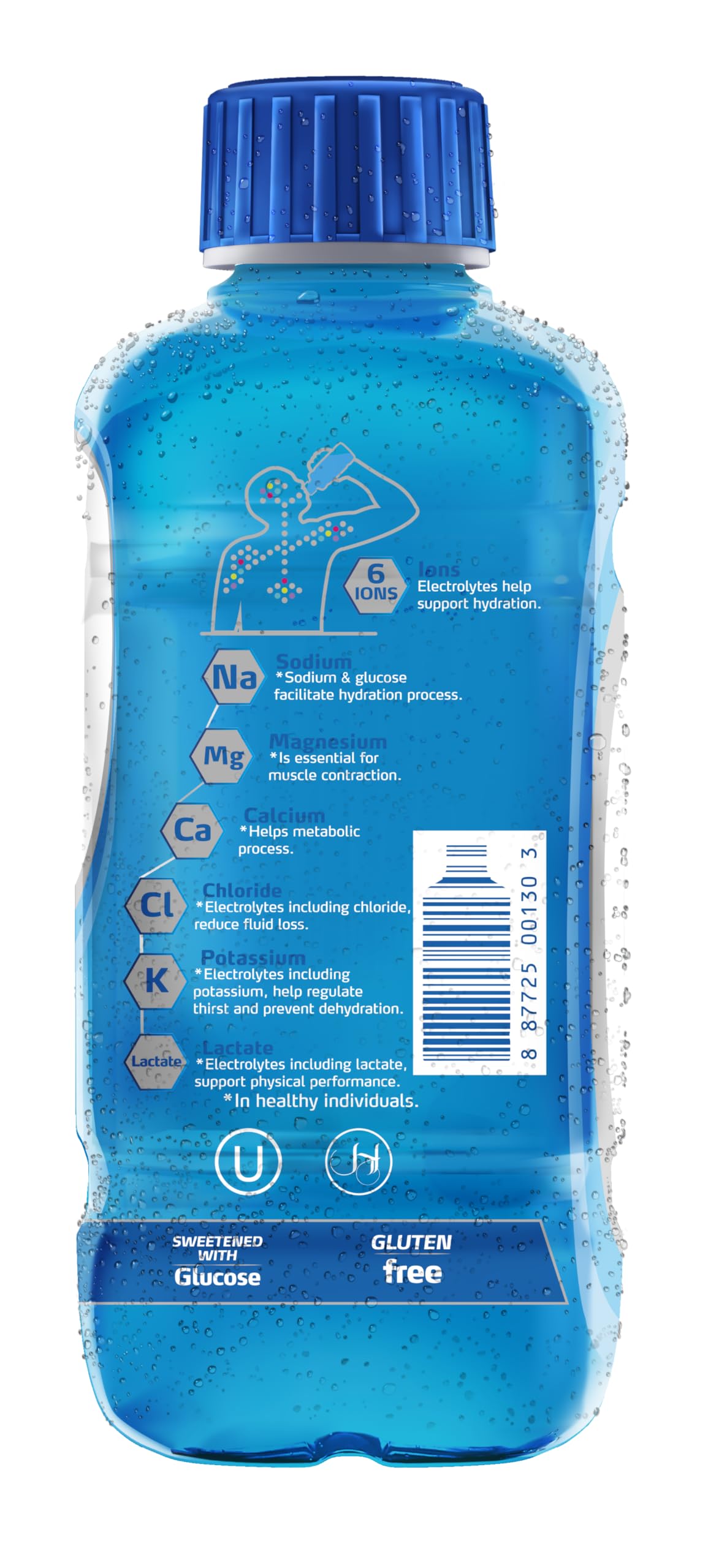 Close-up of Electrolit Blue Raspberry label with natural sweetener