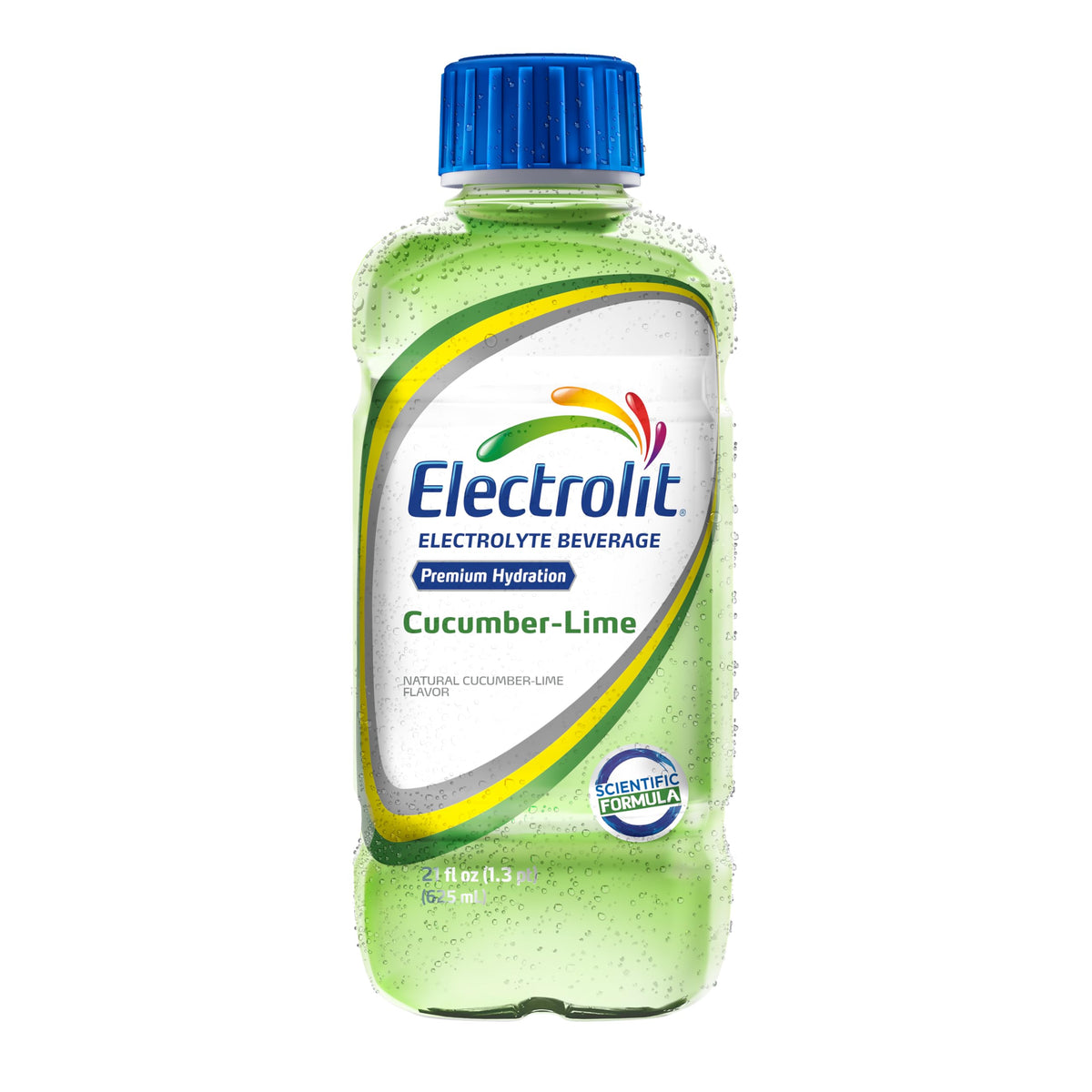 Close-up of Electrolit cucumber-lime cap highlighting premium packaging