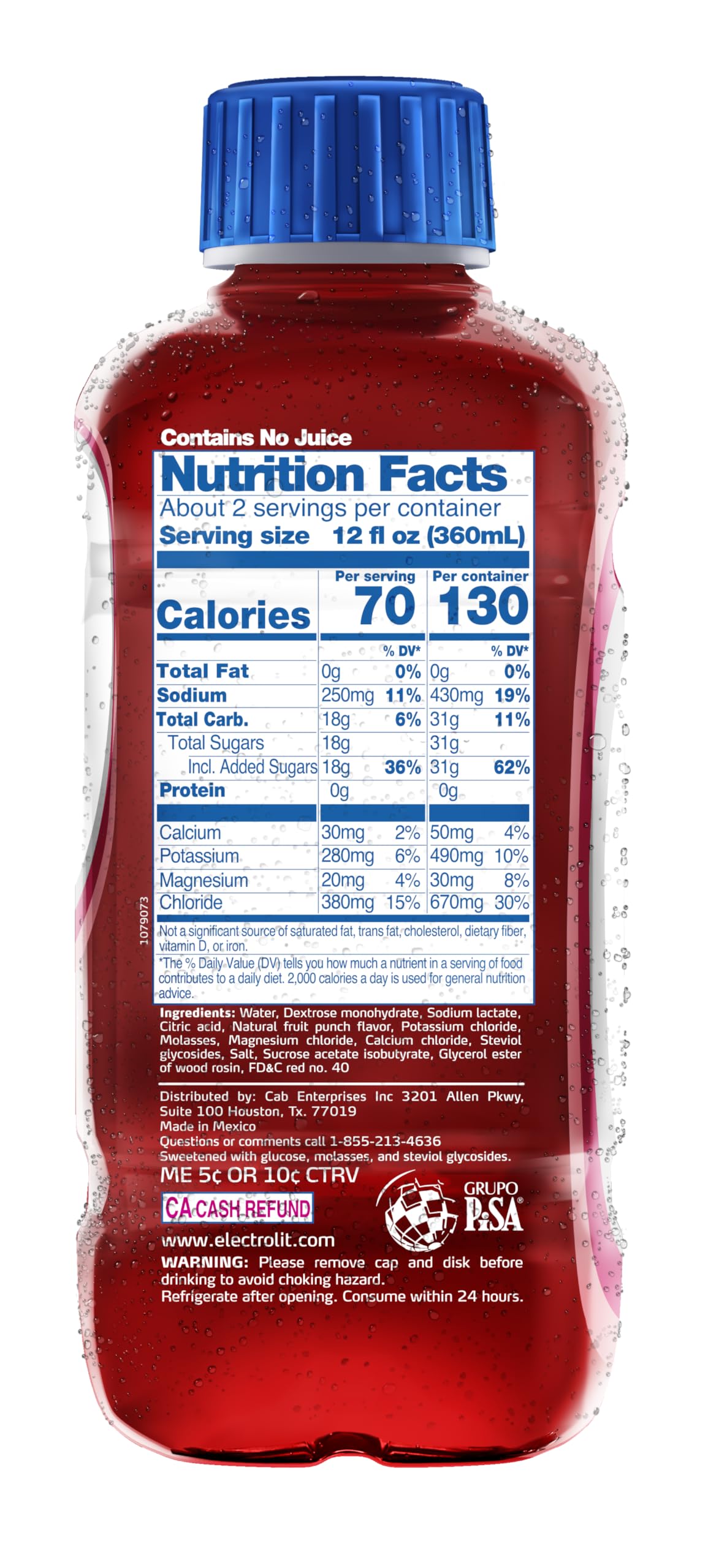 Electrolit Fruit Punch 12-pack displays convenient family hydration on the go.