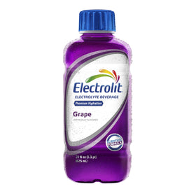 Electrolit Grape bottle front view highlighting easy hydration on the move.